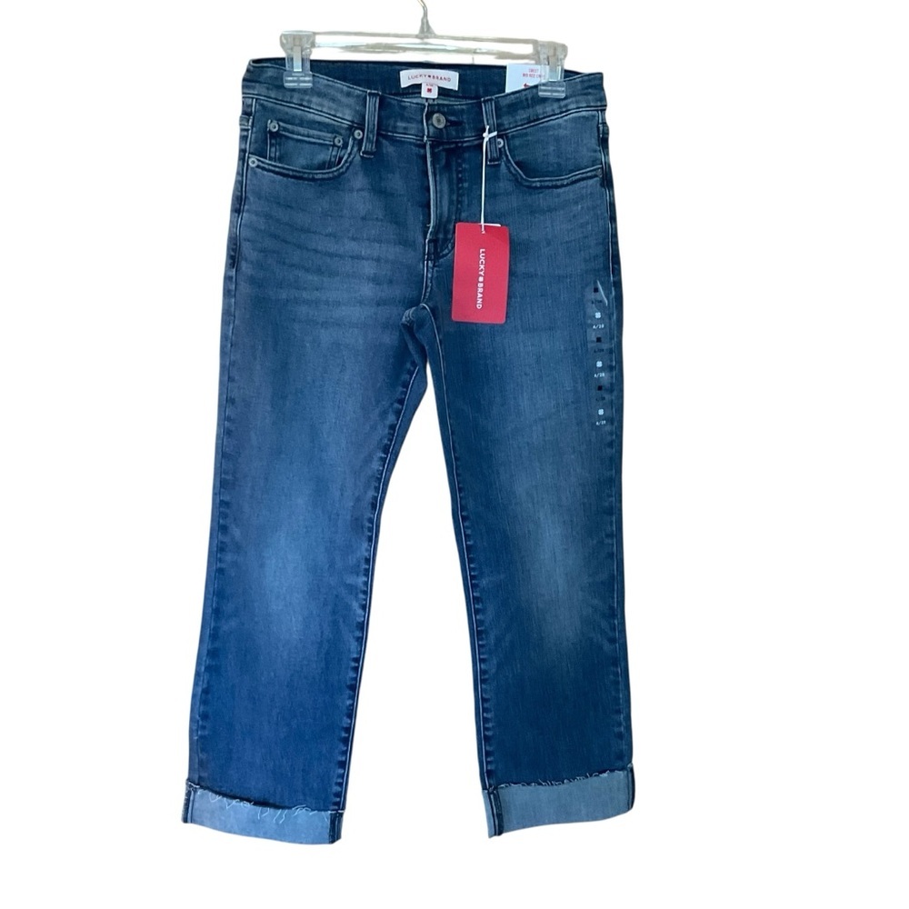 Lucky Brand Sweet Mid Rise Crop Jeans Size 6/28 Medium Wash Cuffed Hem NWT